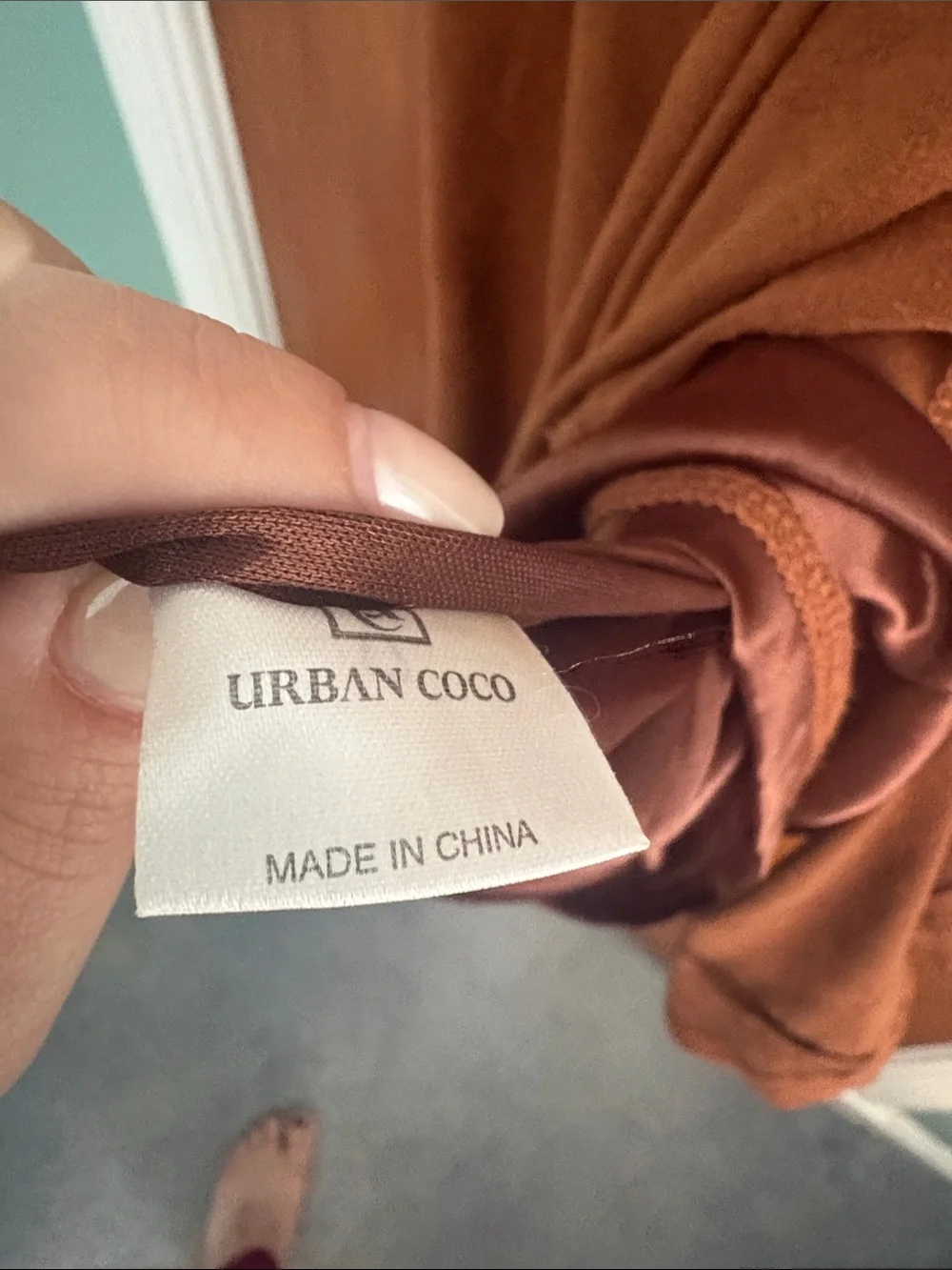 Women's Brown faux suede Midi Skirt with Ruffle Hem
